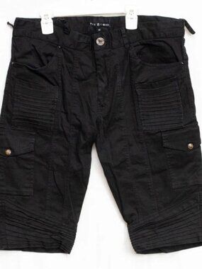 Jan Hilmer Men Outer Orbit Cargo Shorts Slim Fit Cyberpunk Moto Style Black 36